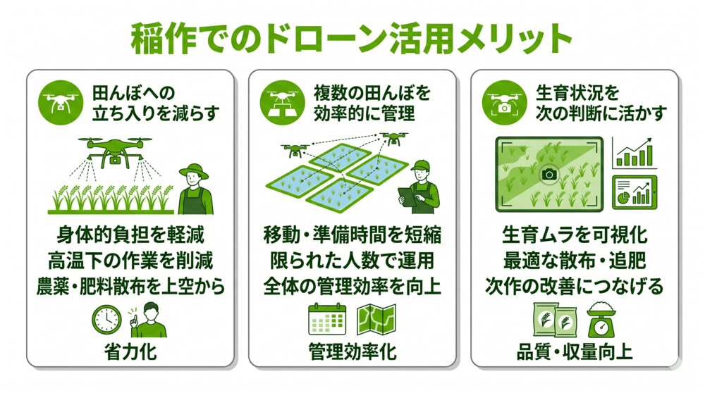 稲作で農業用ドローンを使うメリット